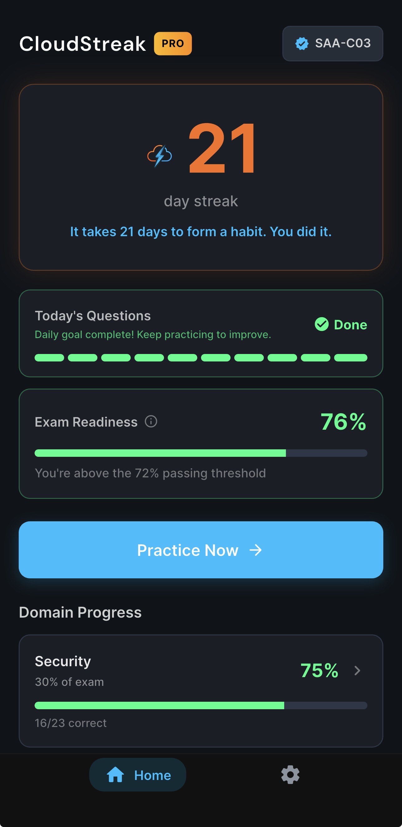 CloudStreak App Screenshot